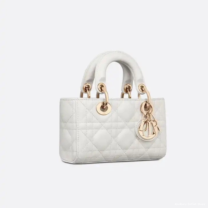 Cheap Lady D-Joy Bag Cannage White Micro Lambskin 0506 Hot Sale